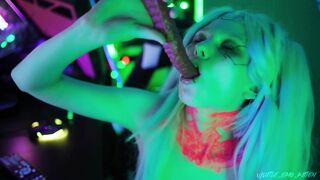 Lil Emo Kitten: Rebecca (Cyberpunk) masturbating with Tentacles