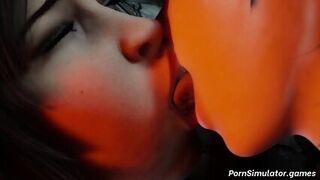3D Lara Croft Lesbian Slit Licking