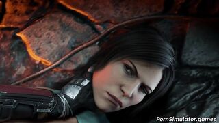 3D Lara Croft Lesbian Slit Licking