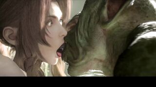 Animated Female Aerith Gainsborough x Bizzare 3D Goblin (Monster