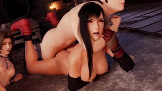 Aerith & Tifa - Naughty Dominated by Two Guys in a Rough Foursome