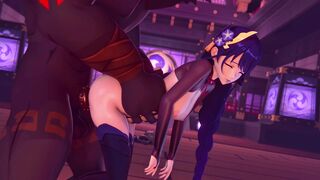 Genshin Impact 3D Hentai Anime - Raiden Shogun Group Sex with
