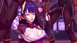Genshin Impact 3D Hentai Anime - Raiden Shogun Group Sex with