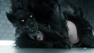 2B - Werewolf Shows No Mercy on Her Holes