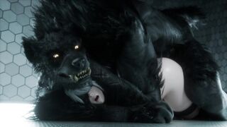 2B - Werewolf Shows No Mercy on Her Holes
