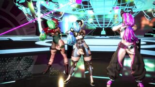 Futas Сammy, Chun Li and Juri do a special cheerleading dance