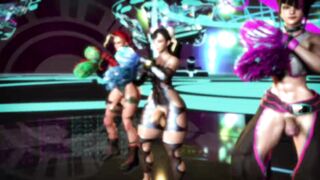 Futas Сammy, Chun Li and Juri do a special cheerleading dance