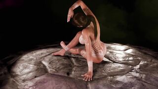 Cunning Lara Croft poses with ritual body paint to pacify tomb