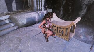 Tanned nude Lara Croft thanks you with lewd dance for helping in