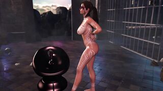 Busty tanned Lara Croft doing a nude ritual dance to please god