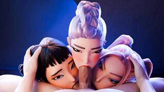 Zoey, Rumi & Mira - Triple Fellatio Cock Worshipping