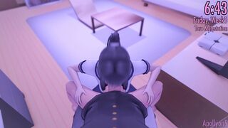 The yandere is getting a blowjob from her victim in this anime video