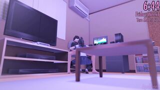 The yandere is getting a blowjob from her victim in this anime video